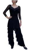 Melina Straight Pants w/Tulle Ruffles