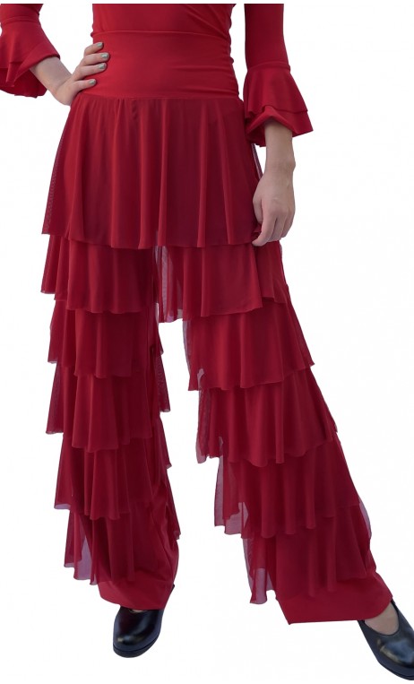 Melina Straight Pants w/Tulle Ruffles