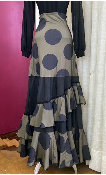 Dark green w/Black Polka-dots Flamenco Skirt