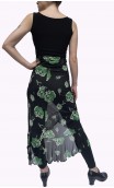 Midi Black w/Green Flowers Tulle Skirt