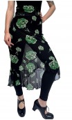 Midi Black w/Green Flowers Tulle Skirt