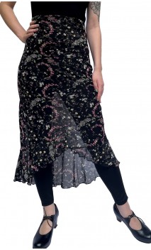 Midi Floral Black Tulle Skirt