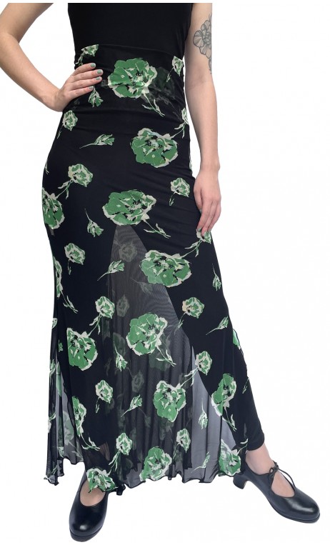 Black Floral Tulle Lola Flamenco Skirt