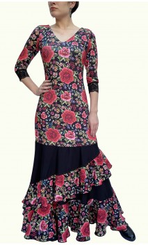 Vestido Flamenco Augusta Floral c/ Babados