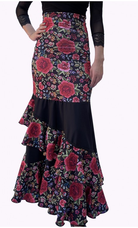 Falda Flamenca Augusta Floral c/Volantes