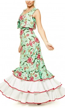 Gitana Long-Dress 3 Ruffles Green