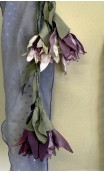 Lilac Scarf , Earrings & Satin Tread w/Flowers Set