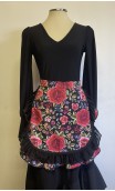 Conjunto Delantal y Pañuelo Negro Floral