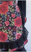 Conjunto Delantal y Pañuelo Negro Floral