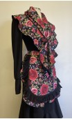 Conjunto Delantal y Pañuelo Negro Floral