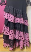 Black w/Grape Color Flamenco Skirt 6 Ruffles w/ Scarf