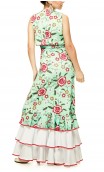 Vestido Gitana Floral 3 Babados Verde
