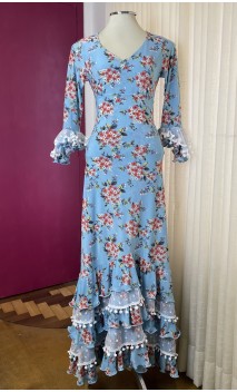 Conjunto Azul Claro Floral Falda & Blusa