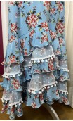 Light Blue Floral Skirt & Blouse Set