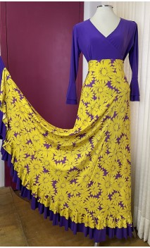 Purple & Yellow Flamenco Skirt & Top Set