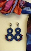 Blue Floral Scarf , Earrings & Flower for Hair Set