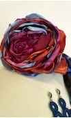 Blue Floral Scarf , Earrings & Flower for Hair Set