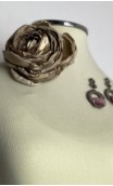 Beige Flower, Earrings & 1 Flower Belt Set