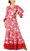 Vestido Flamenco Rita Vermelho Floral Godê