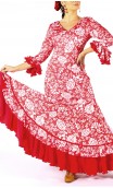 Vestido Flamenco Rita Rojo Floral Godet