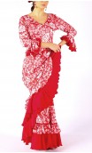 Floral Red Rita Flamenco Godet Dress