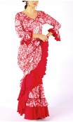 Vestido Flamenco Rita Rojo Floral Godet