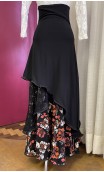 Falda Flamenca Negra c/Encajes y Detalle Floral