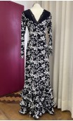 Floral Black & White 4 Ruffles Flamenco Dress