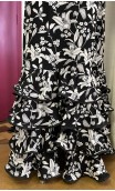 Floral Black & White 4 Ruffles Flamenco Dress