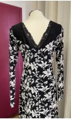 Floral Black & White 4 Ruffles Flamenco Dress