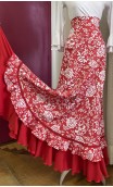 Falda Flamenco Roja y Blanca Floral