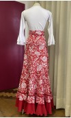 Floral Red & White Flamenco Skirt