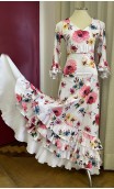 White Floral Skirt & Top Flamenco Set