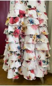 Flamenco White Floral Skirt w/8 Ruffles