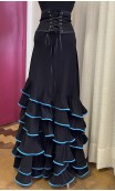 Conjunto Flamenco Preto e Azul de Saia e Cinturão