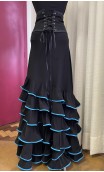 Conjunto Flamenco Preto e Azul de Saia e Cinturão