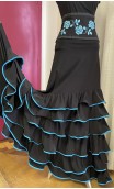 Conjunto Flamenco Preto e Azul de Saia e Cinturão