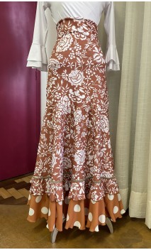 Floral Caramel Color Flamenco Skirt