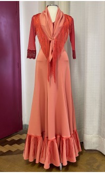 Falda Flamenca de Punto Salmón c/Flecos