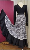 Black & White Wrap Over Flamenco Skirt