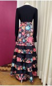 Black Flamenco Skirt w/ 8 Floral Ruffles