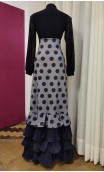 Grey Floral Flamenco Skirt 4 Ruffles
