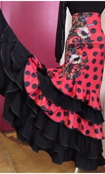Falda Flamenca Roja con Lunares 6 Volantes