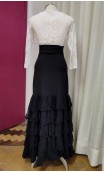 Black 5 Lace Ruffles Flamenco Skirt
