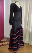 Falda Flamenca Negra c/Volantes de Encajes