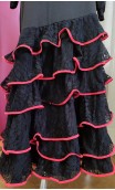 Falda Flamenca Negra c/Volantes de Encajes