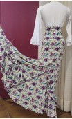 White Floral Flamenco Skirt w/Ruffles