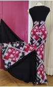 Black Floral Flamenco Skirt w/Panels