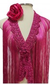 Conjunto Pink Fleco de Crochet y Flor para el Pelo