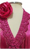 Conjunto Pink Fleco de Crochet y Flor para el Pelo